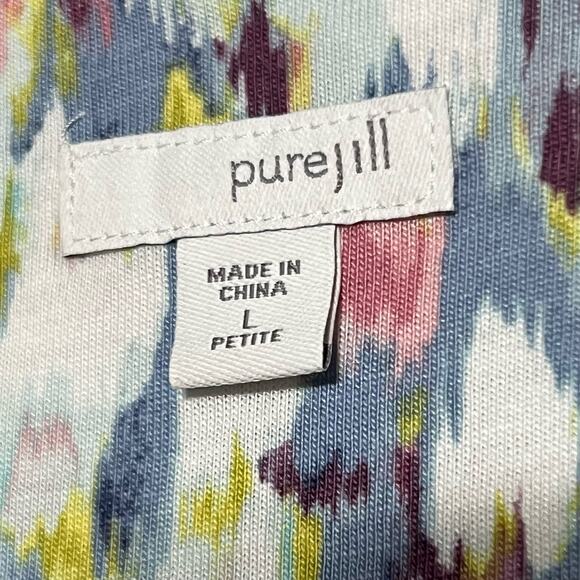 PureJill J Jill Size Large Pastel Watercolor Tunic Top Loungewear Pockets Boho - Picture 6 of 7